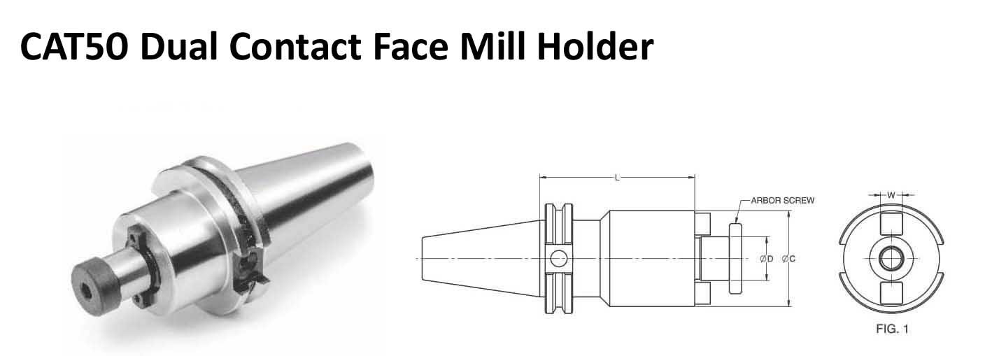 CAT50 FMH 0.75 - 2.00 Face Contact Face Mill Holder (Balanced to 2.5G 25000 RPM)